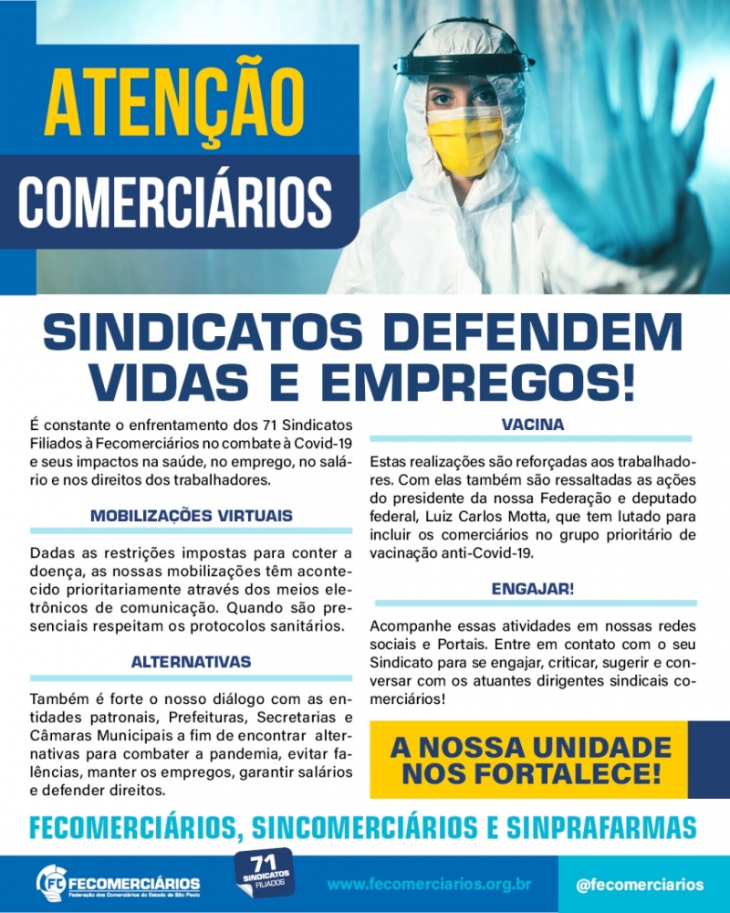 SEC Matão e Taquaritinga - Federação divulga panfleto e vídeo sobre ações dos sindicatos na pandemia